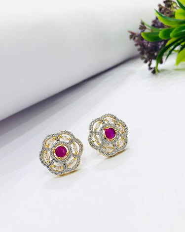 Red Golden Flower Earrings
